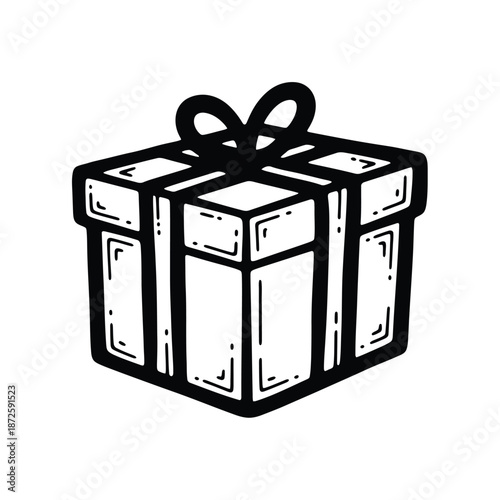 Gift Box with Ribbon Illustration Design.