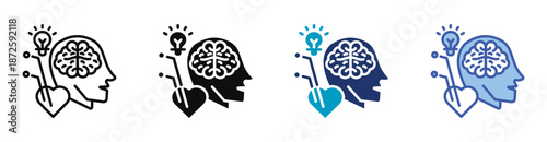 Emotional Intelligence Icon Set Consisting Of Multiple Styles Vector Illustration