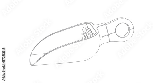 Outline of a modern ice scoop with holes for drainage