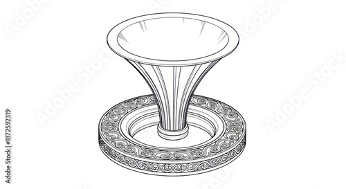 Ornate classical vase drawing with decorative base.