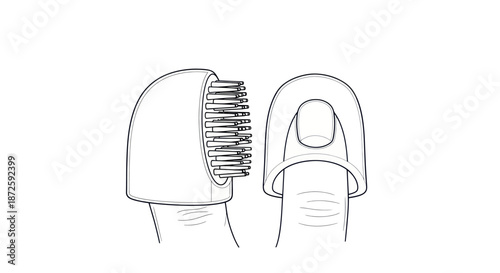 Nail care tools: finger nail brush and clippers illustration.