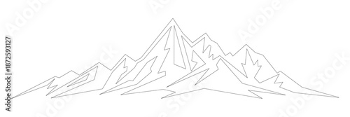 Mountain vector drawing, line art vector, minimalism, isolated on white background