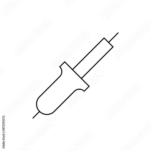 A minimalist vector graphic of a soldering iron with a sleek handle and a pointed tip, used for electronic soldering and welding.