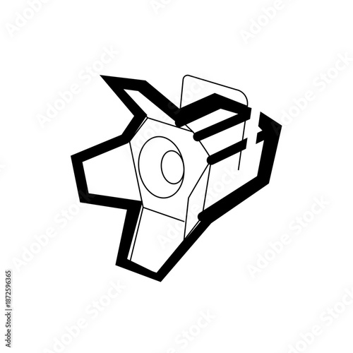 A minimalist vector graphic of a robotic hand holding a gear, symbolizing innovation and technology