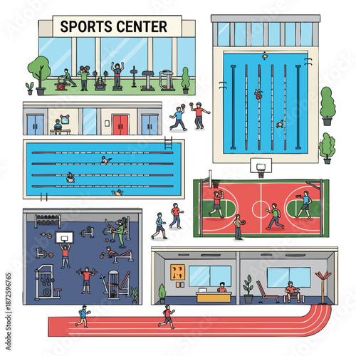 Vibrant Sports Center with Multiple Facilities