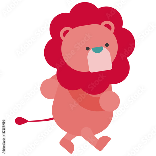 立っているかわいいライオンのイラスト