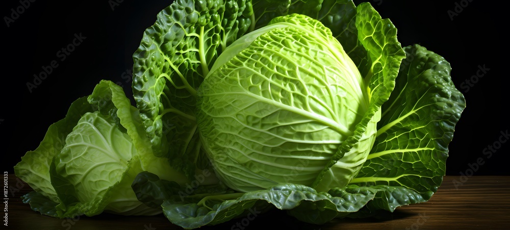 Fototapeta premium realistic photo of a glossy cabbage,generative AI