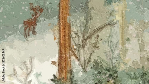 Various oil paintings, flowers, foxes, forest scenery, chrysanthemums, plum blossoms, deer, crescent moon