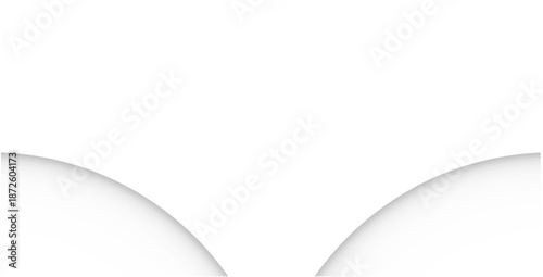 Minimalist white background featuring symmetrical curved bottom arches with soft drop shadows, creating a subtle 3D paper-cut effect.
