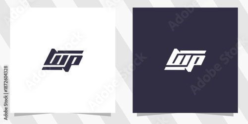 letter wp pw logo design vector