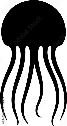 a black silhouette of a jellyfish