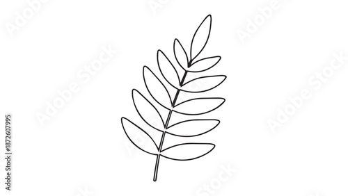 Minimalist line drawing of a delicate leaf on white background for botanical decor.