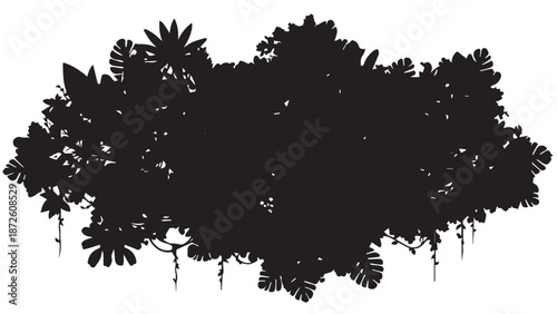 Silhouette of dense trees forming a dark canopy along a plain horizon.