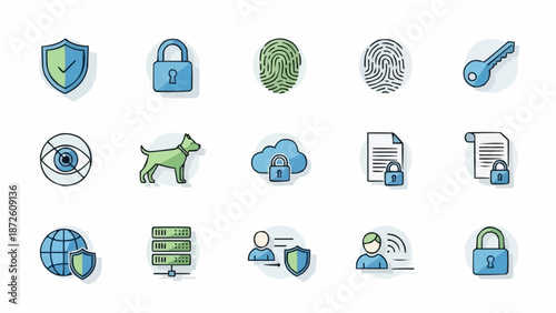 Collection of security and privacy icons for digital protection.