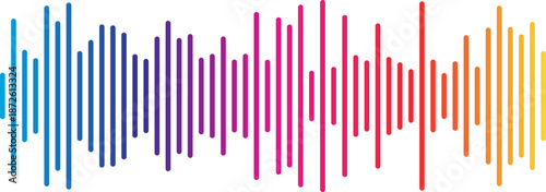 Sound Wave Audio Equalizer Vector |  Colorful Minimal Waveform Line Art | Music Beat Bar Illustration for Poster, UI, Podcast, DJ Background & Audio Spectrum Design	
