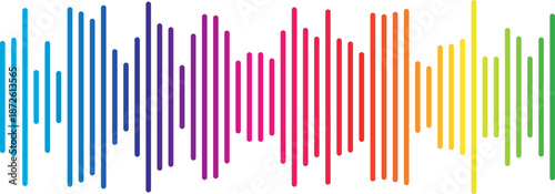 Sound Wave Audio Equalizer Vector |  Colorful Minimal Waveform Line Art | Music Beat Bar Illustration for Poster, UI, Podcast, DJ Background & Audio Spectrum Design	
