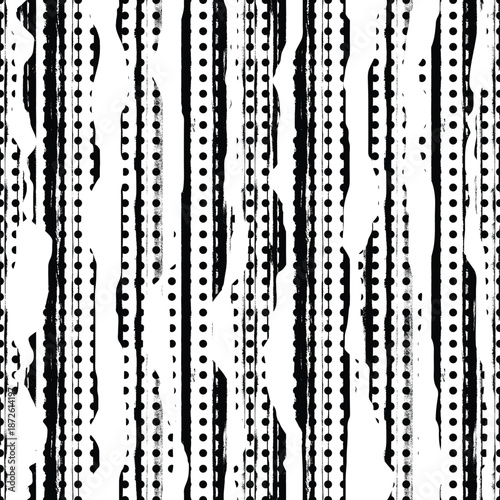 Seamless pattern, rough vector background, grunge texture, black and white