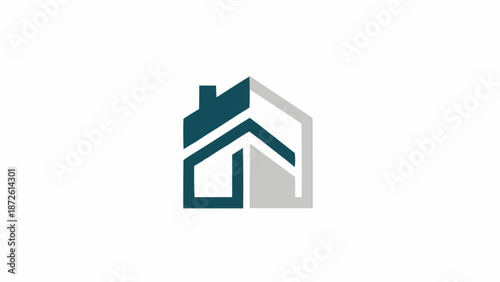 Modern abstract house logo design with upward arrow.