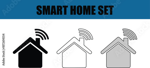 Set of smart home icons in different colors and styles