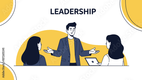 Business Leader Talking to Team Members in Meeting, Inspiring Discussion