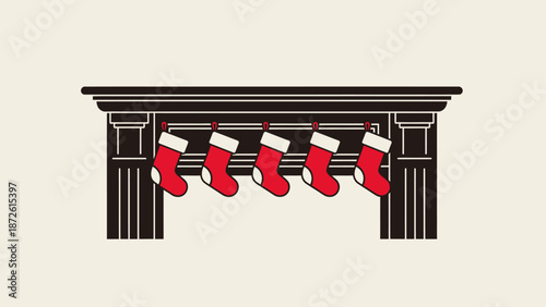 Christmas Stockings Hanging On Fireplace Mantel