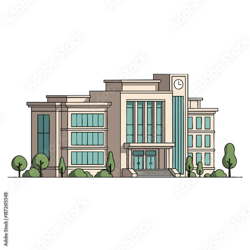 Illustration of a Modern Office Building