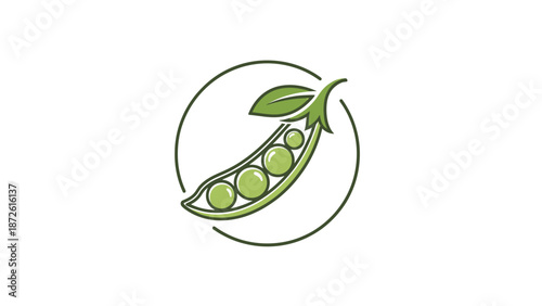 Green Pea Pod Logo Icon - Healthy Food and Organic Symbol