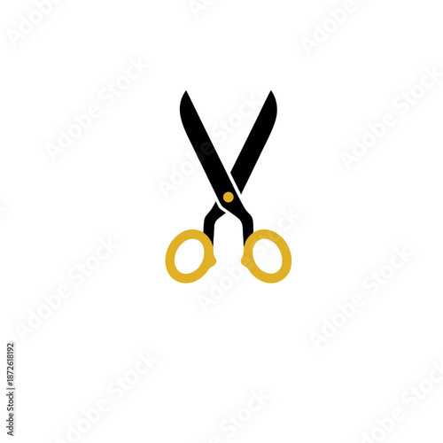 Stylish black and gold open scissors vector graphic for creative cutting, crafting, and design projects, a perfect digital icon result from vectorization processes