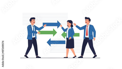 Business Team Collaboration and Direction with Arrows