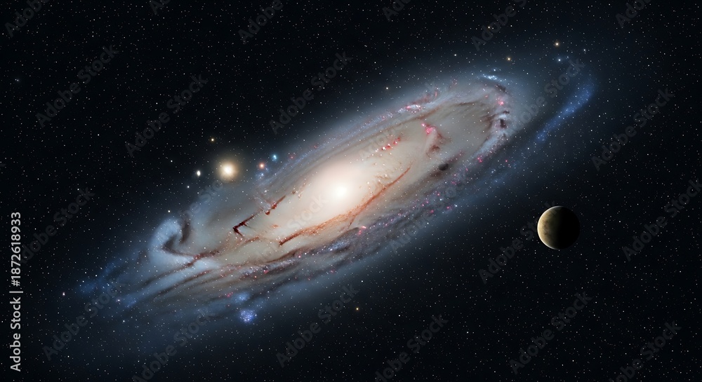 Fototapeta premium Galaxy with Stars and Planets in Space.