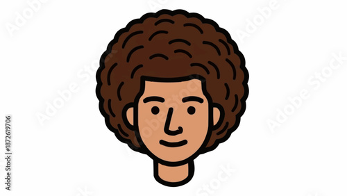 Cartoon illustration of a person with a large afro hairstyle.
