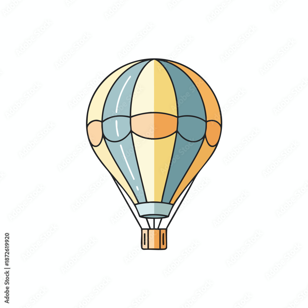 Naklejka premium Vibrant Cartoon Hot Air Balloon Illustration