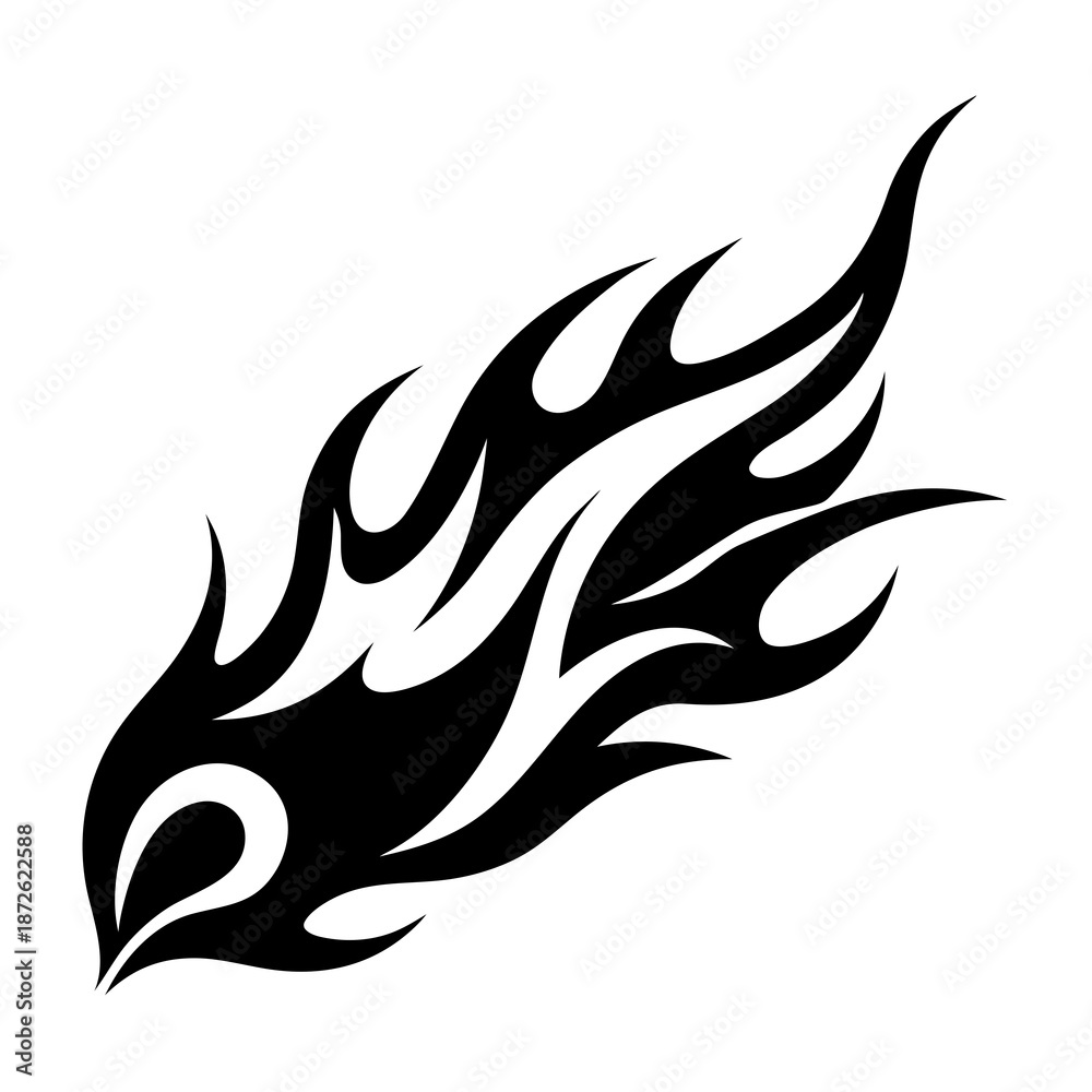 Naklejka premium Black flame tattoo design on white background