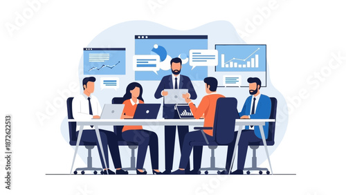 Business Meeting Team Collaboration Strategy Discussion Boardroom Presentation