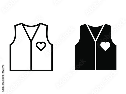 Simple black and white waistcoat with heart design