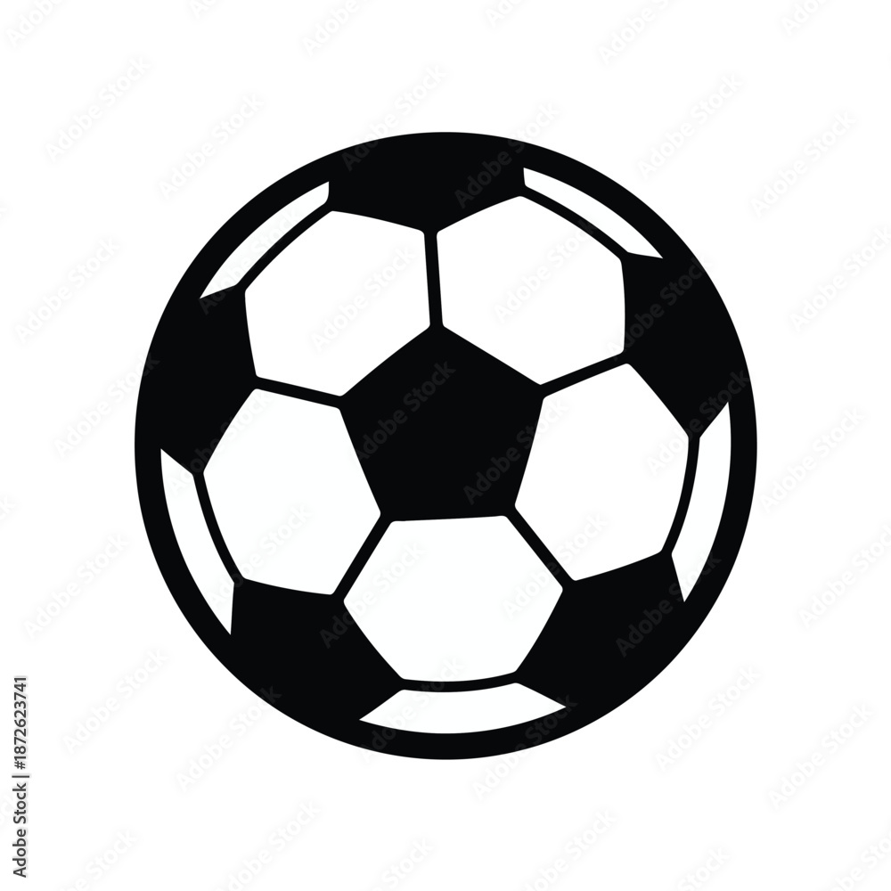 Fototapeta premium Simple silhouette vector illustration of a soccer ball in clean bold style