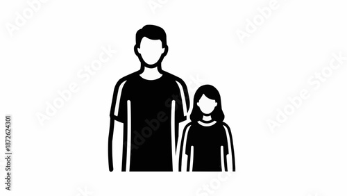 Father and daughter standing together silhouette icon.