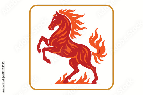Chinese New Year 2026 fire horse logo vector 009