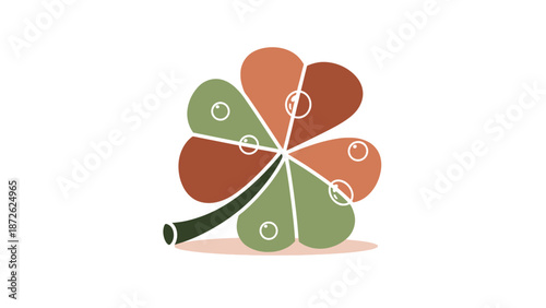 four leaf clover logo template green red leaves shamrock symbol.