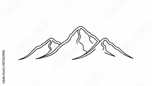 Minimalist Outline Drawing of Mountain Peaks.