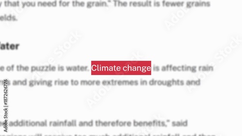 Headline real news across international media with Climate Change, Global Warming and Environmental disaster.