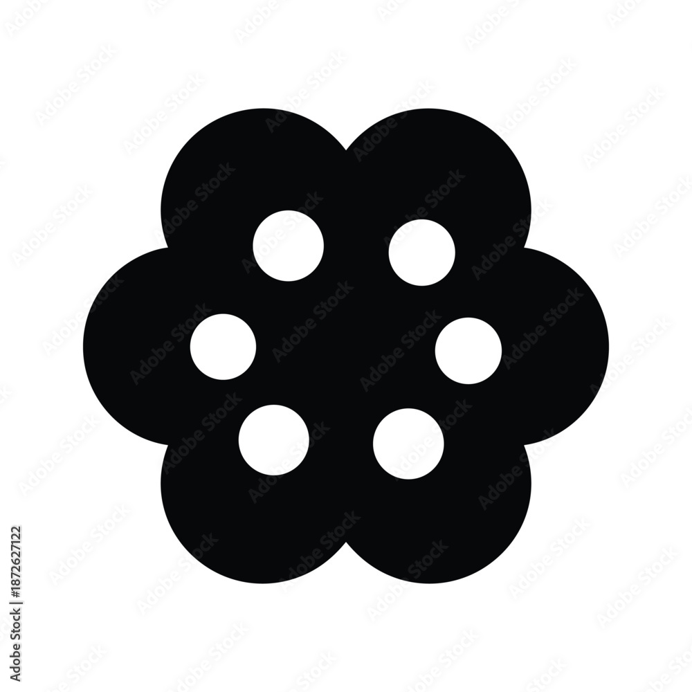Fototapeta premium Black flower icon with five white dots on white background