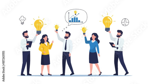 Teamwork and Innovation: People Holding Light Bulbs with Ideas