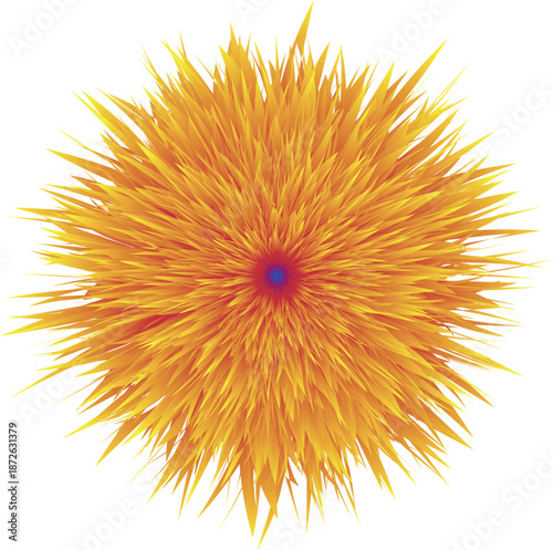 Abstract radial bursting flower illustration vector isolated on transparent background