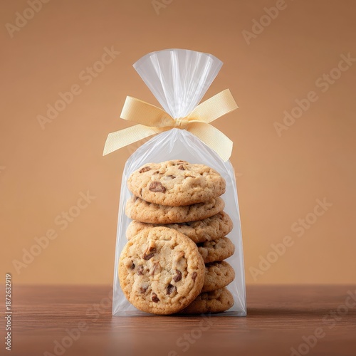 Wallpaper Mural Bag of Freshly Baked Chocolate Chip Cookies with Yellow Ribbon Torontodigital.ca