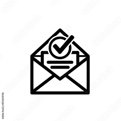 Envelope with Checkmark Icon Symbolizing Verified Message or Confirmation