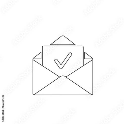 Envelope with Verified Checkmark Icon for Secure Communication and Email Confirmation