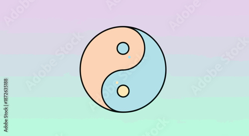 Pastel Yin Yang Symbol representing harmony and balance on a gradient background.