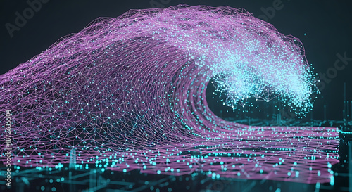 Large Wave Forming in Pink Hues.