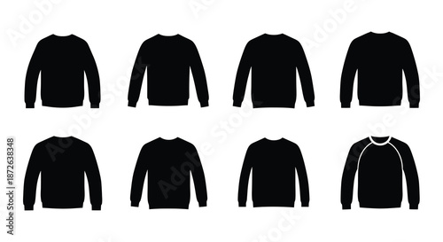 A collection of black sweater silhouettes offering various necklines and subtle style variations